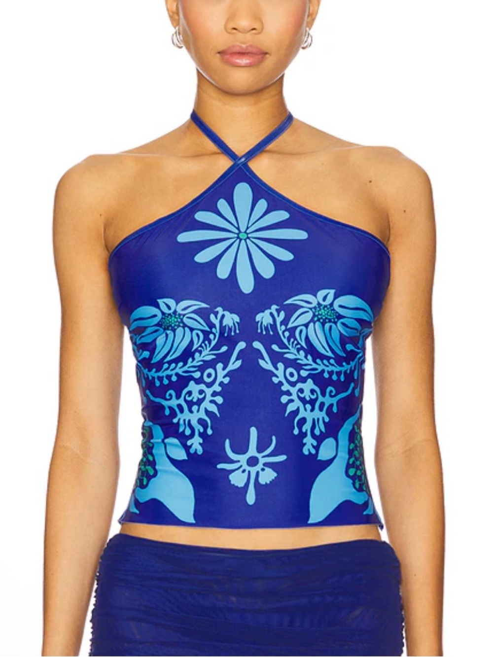 Di Petsa Flora Halter Top in Blue Large